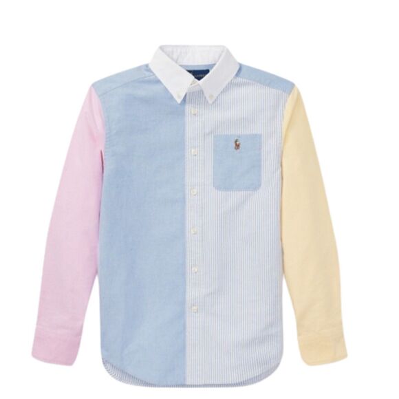 Polo Ralph Lauren Other - Polo Ralph Lauren Boys‎ Pastel Color Block Classic Striped Oxford Shirt Large